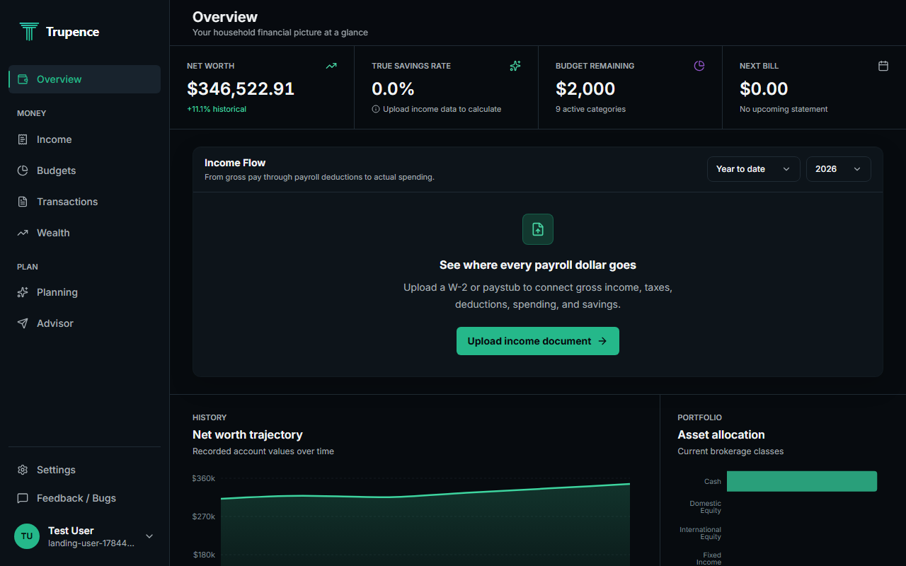 Trupence Desktop Dashboard