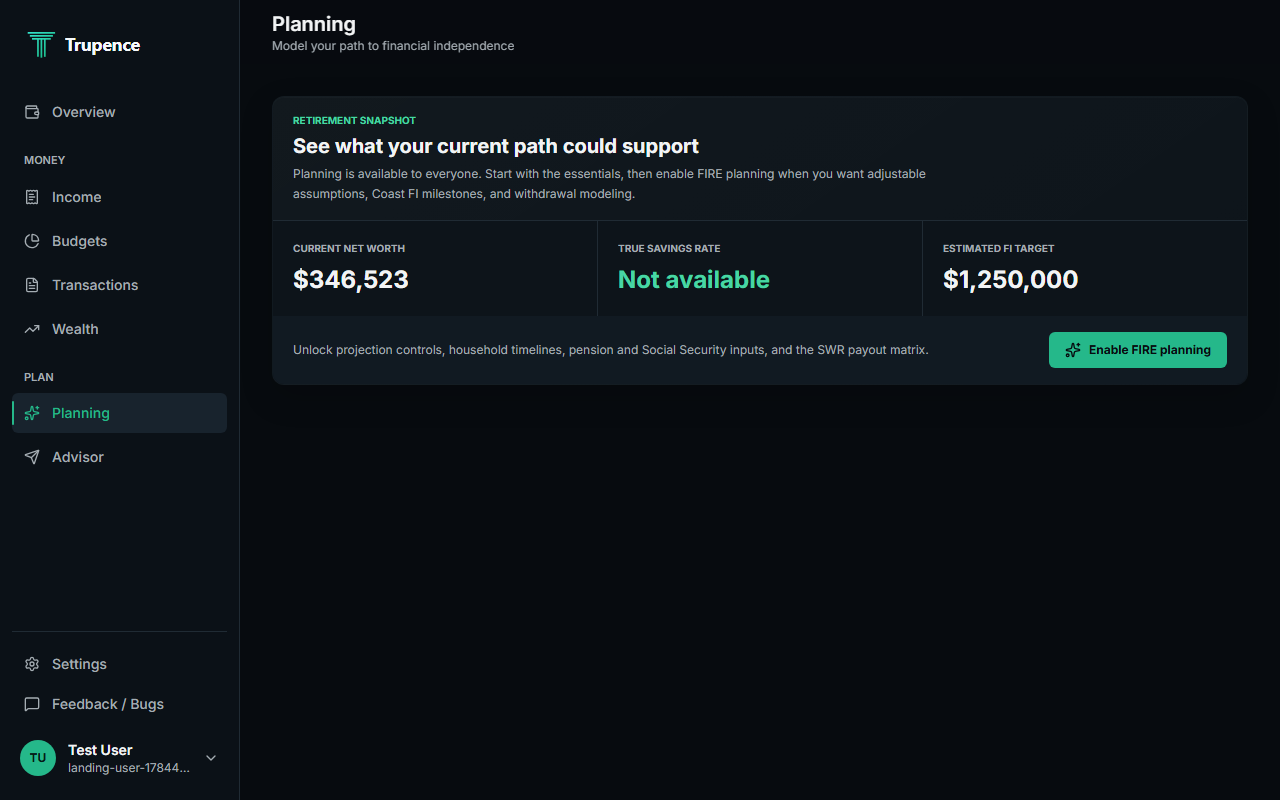 Trupence Financial Independence Planner